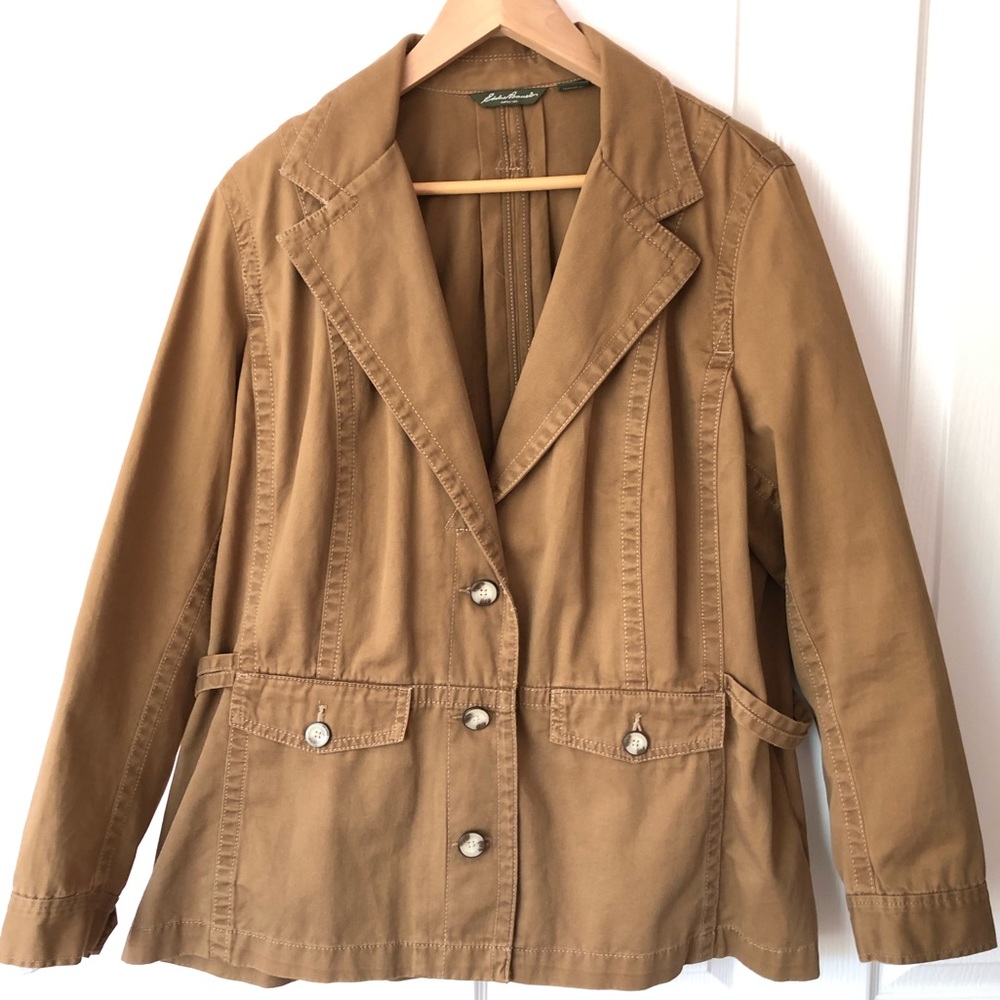 Eddie Bauer dark tan  100% cotton blazer/jacket